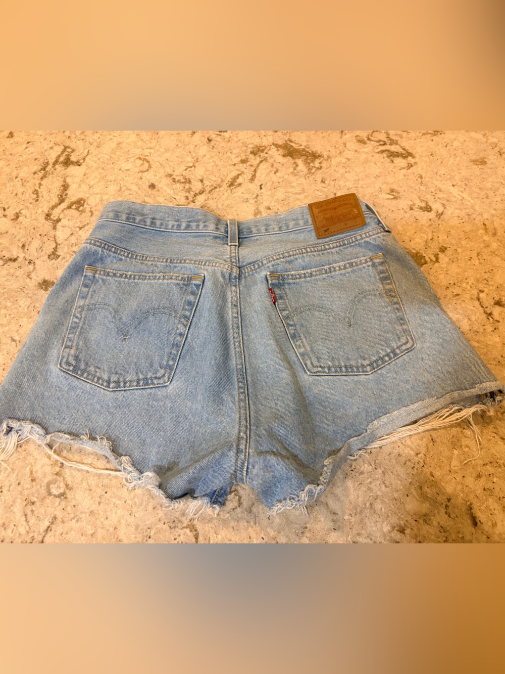 Levi's Light Blue Distressed Denim Jean Shorts